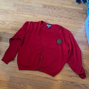 Red Button-Up Cardigan Norris knitting vintage